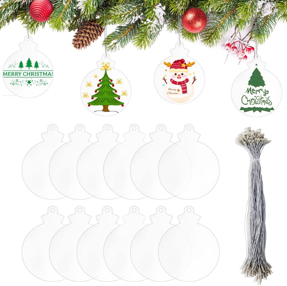 Wholesale 2pcs Christmas Clear Acrylic Round Blank Listing DIY Decorative Blank Disc
