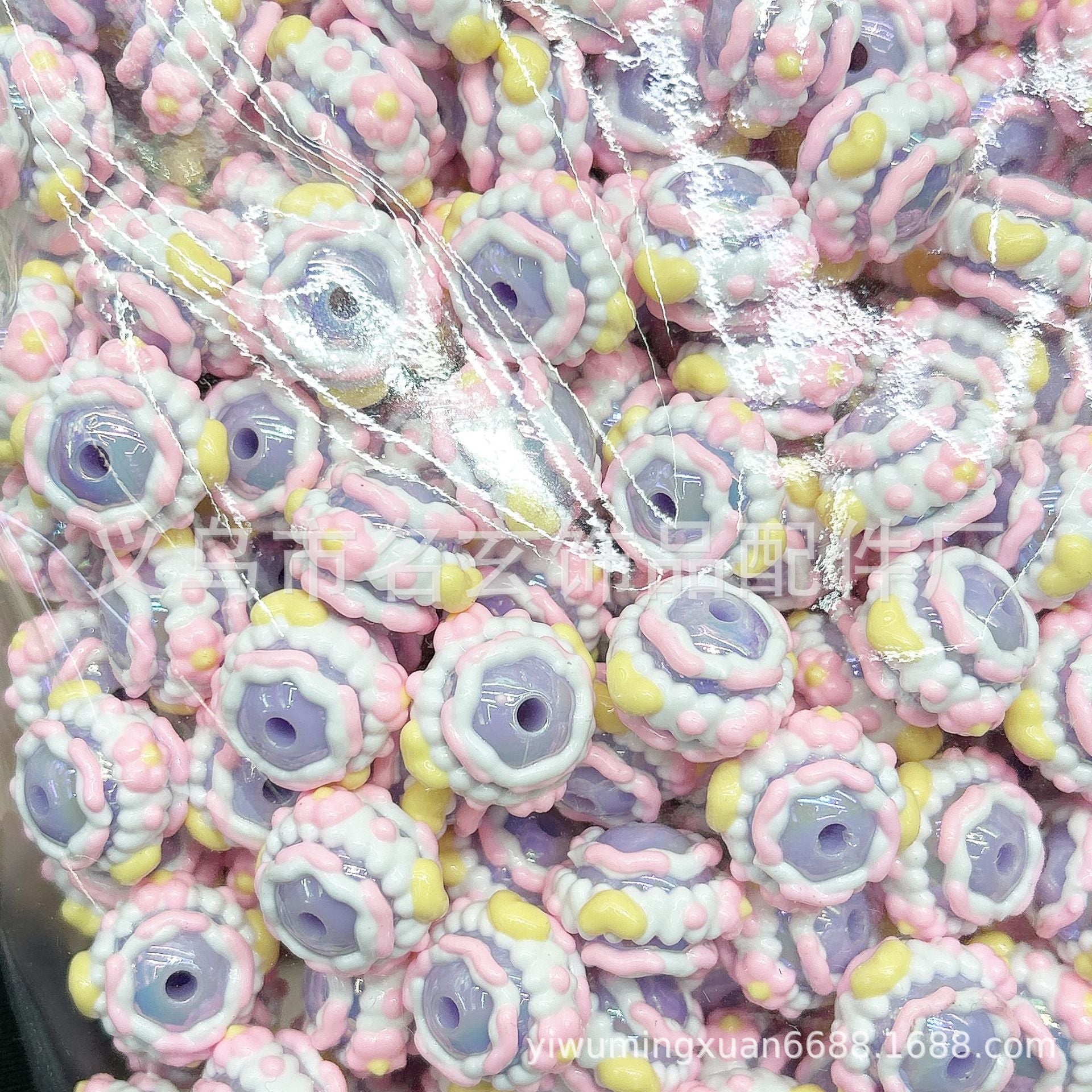 Wholesale 200pcs/pack  Acrylic two-color heavy oil hand-painted beads Acrylic Beads