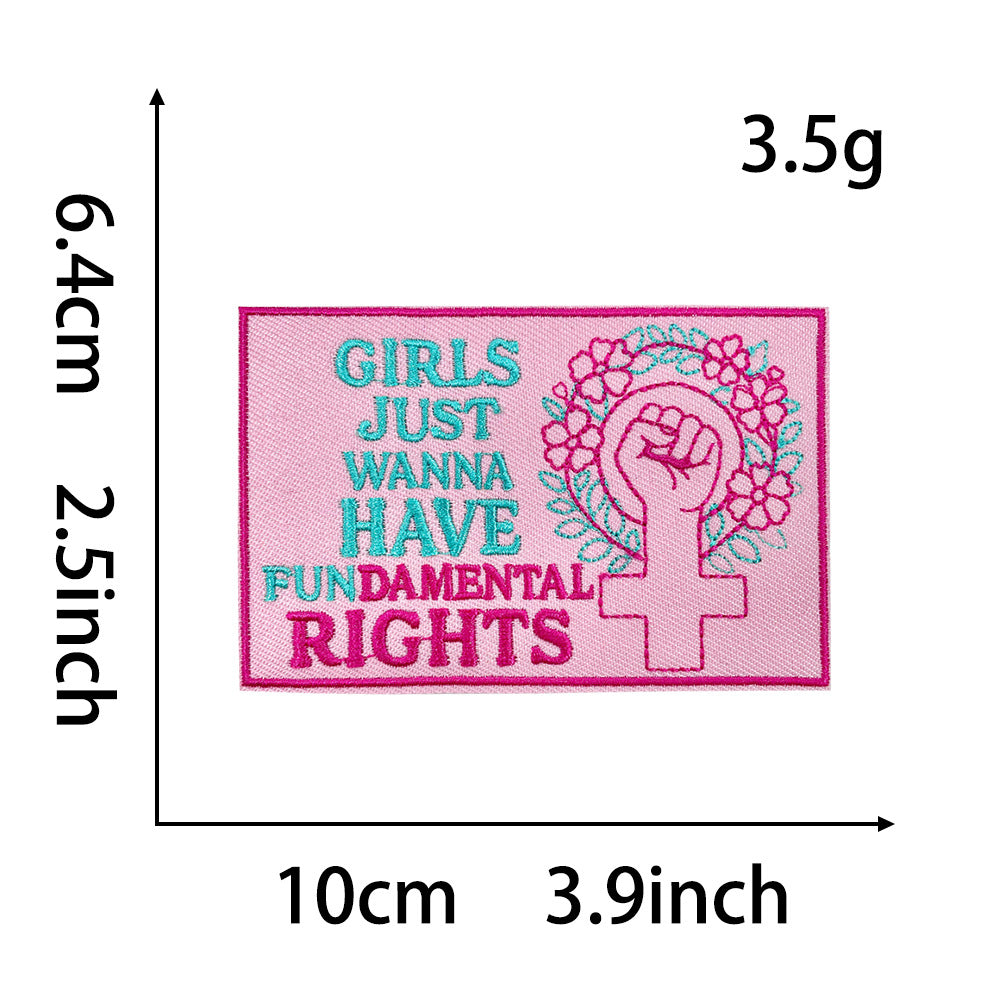 Wholesale Pink English Letter Gold Plaid Polyester Iron On Embroidered Patch DIY Craft Supply For Coat Decoration