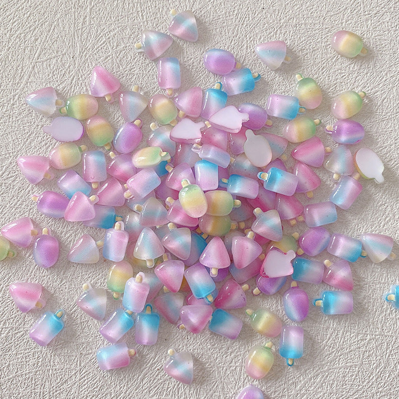 Wholesale 10PCS/Pack Gradient Ice Cream Resin Nail Stickers