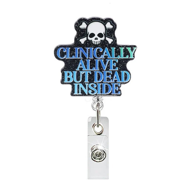 Wholesale Blackened Skeleton Medical Easy Pull Buckle  Badge Reels