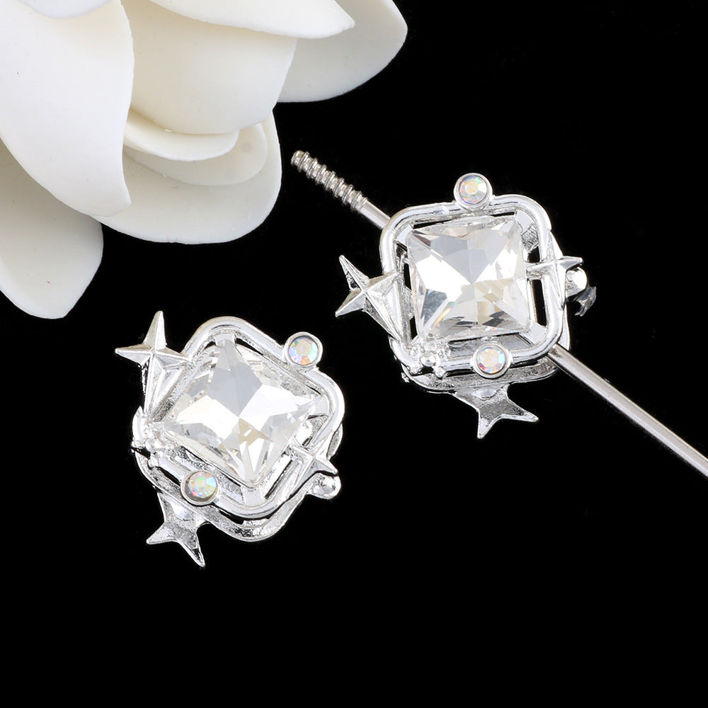 Wholesale 10pcs Double sided alloy colored star square straight hole beads