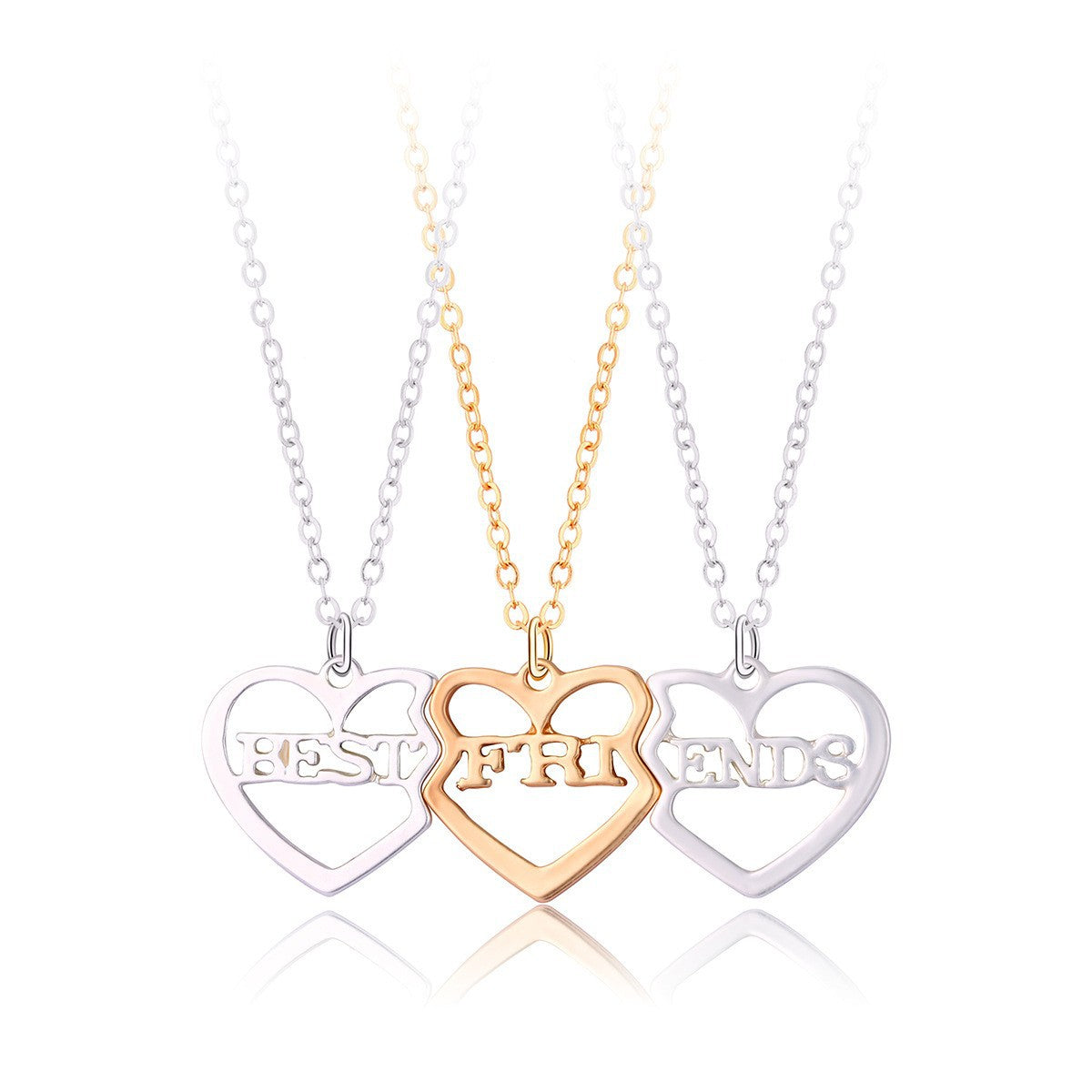 Wholesale Star Moon Three-person Chain  Splicing Round Pendant Set Necklace