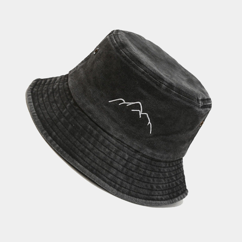 Wholesale Washed and Distressed Mountain Embroidery Vintage Bucket Hat