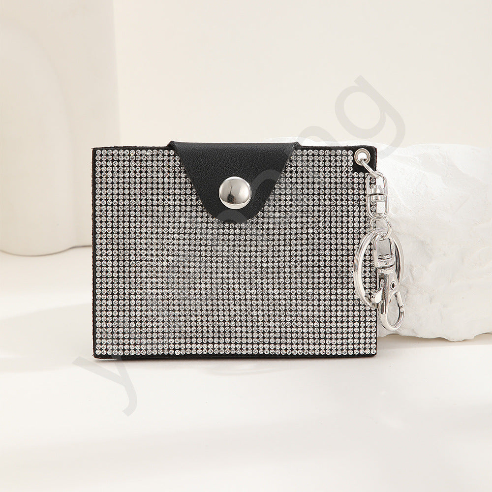 Wholesale Fashion Colorful Rhinestone Credit Card Holder Coin Purse Leopard Print Colorful Card Holder Leather Keychain