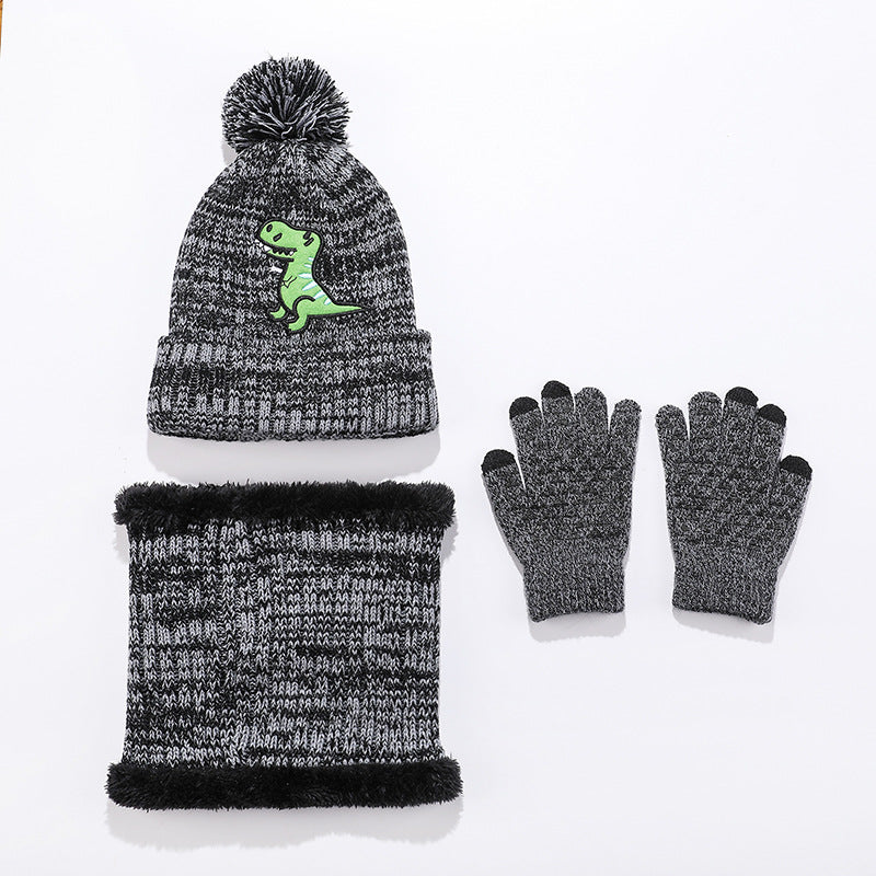 Wholesale Children's Jacquard Winter Hat Knitted Woolen Scarf Gloves Set