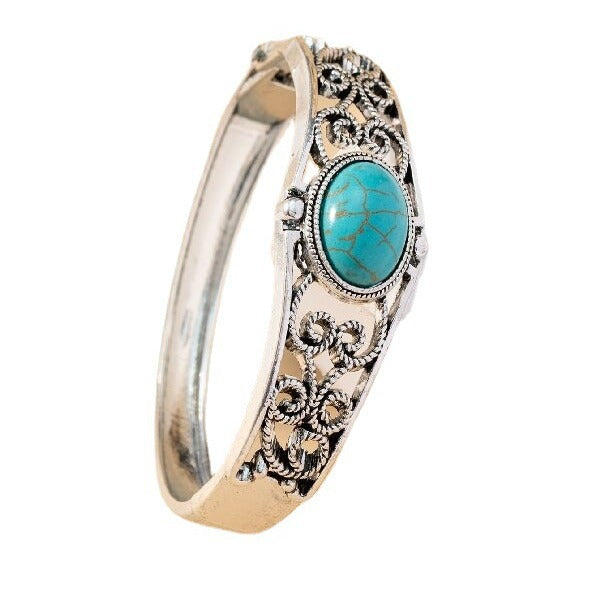 Wholesale Classic flower pattern bracelet turquoise ethnic jewelry