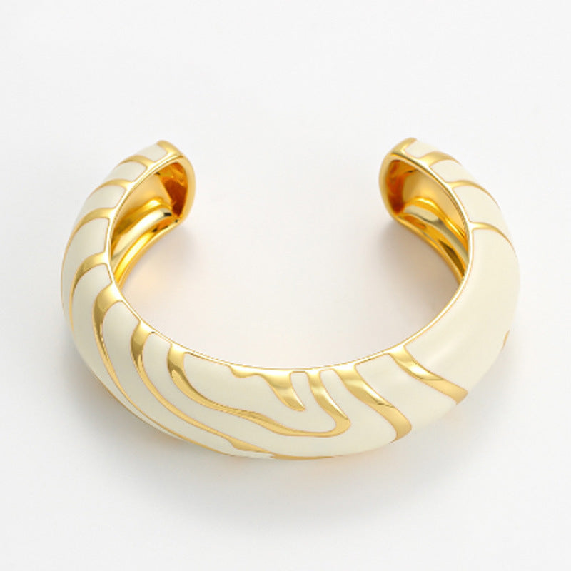 Wholesale Pattern Contrast Enamel Bracelet Irregular Ring