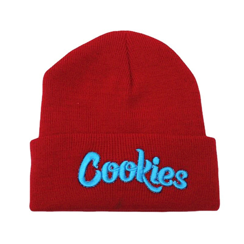 Wholesale Embroidery Knitted Autumn and Winter Pullover Warm Ear Protection Cookies Wool Hip-hop Hat