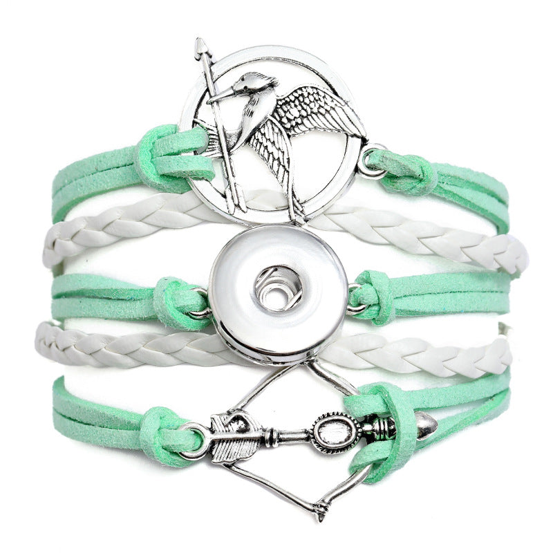 Brazalete de aleación de cuero de hebilla tejida al por mayor