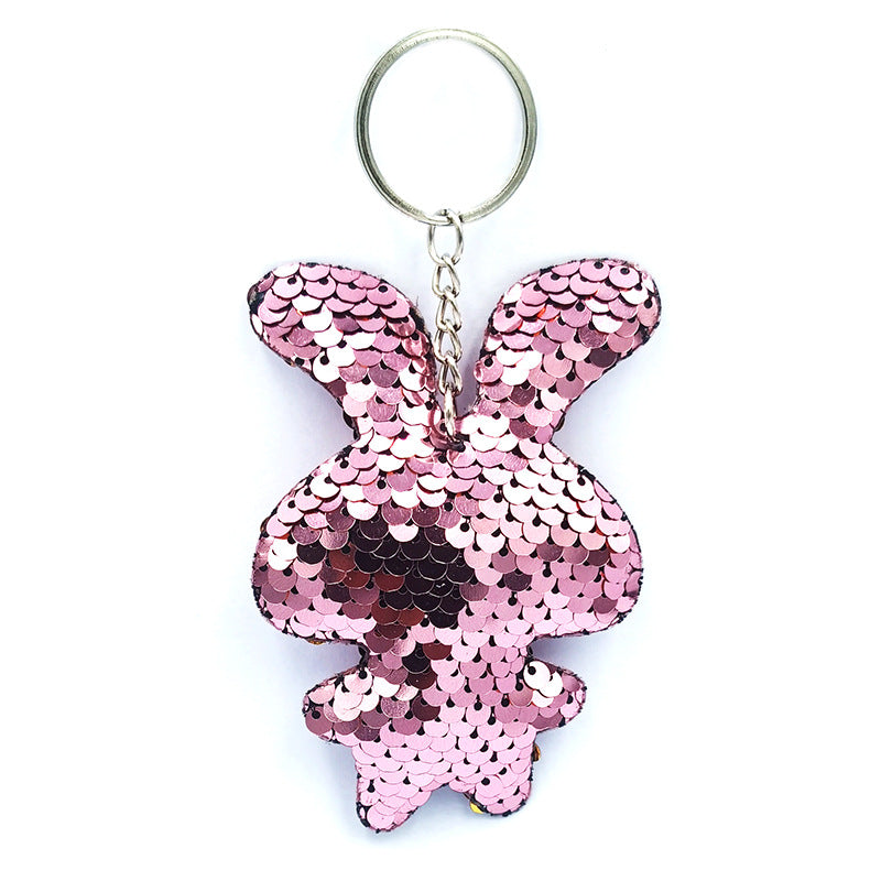 Wholesale Reflective Bright Surface Animal Plant PET Glitter Fashion Bag DIY Keychains