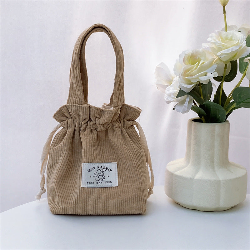 Wholesale Corduroy drawstring bag large capacity hand-held canvas bag