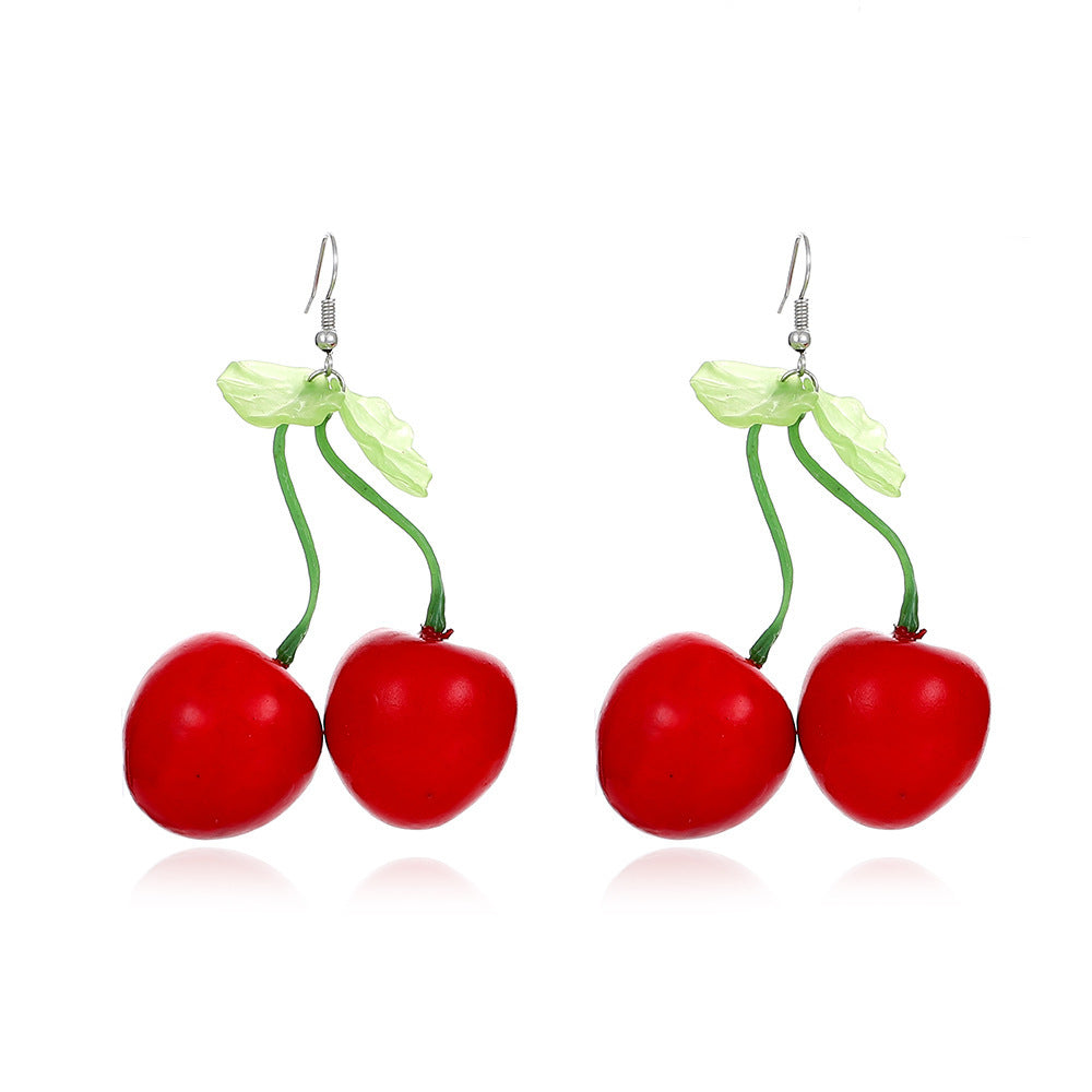 Wholesale long cherry creative design cute earrings