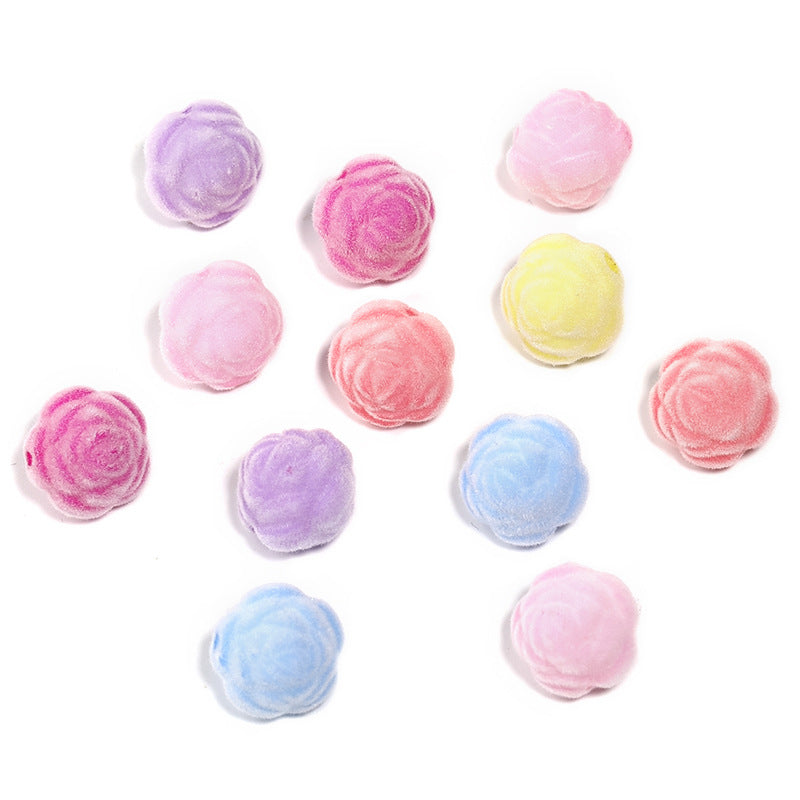 Wholesale 50pcs Plush Ice Cream Lollipop Acrylic Flower Straight Hole DIY Beads