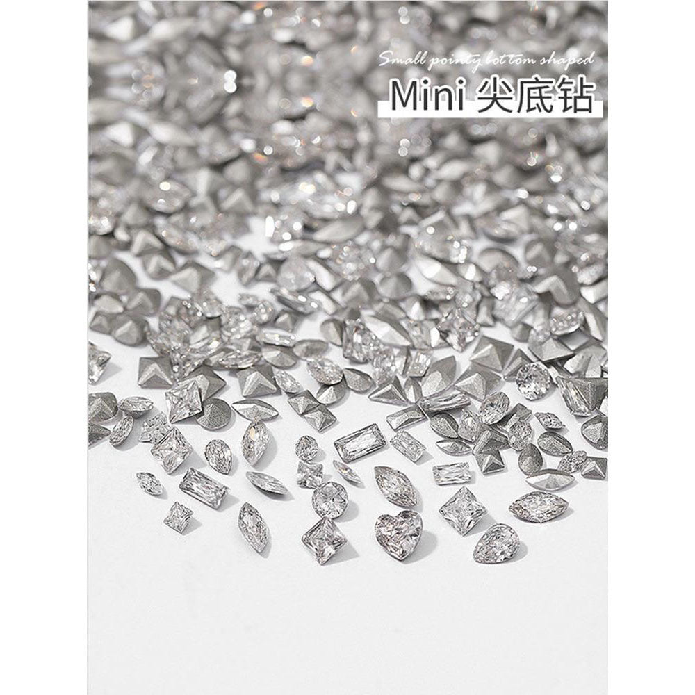 Wholesale 50/1000/10000pcs nail art mini small pointed bottom zircon shaped diamond super flash mini white micro zircon nail decoration