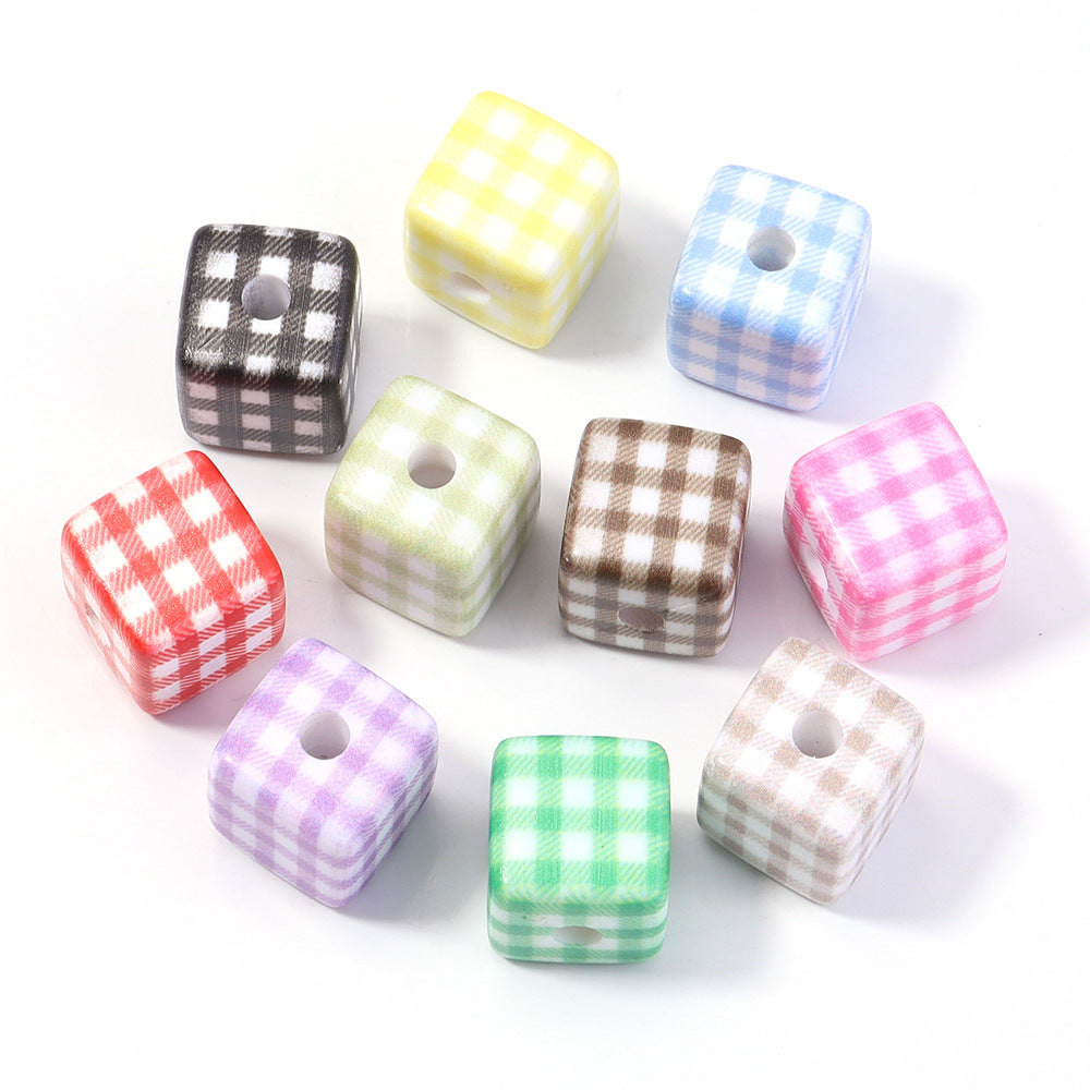 Wholesale 10pcs Printed Square Starry Sky Acrylic Beads
