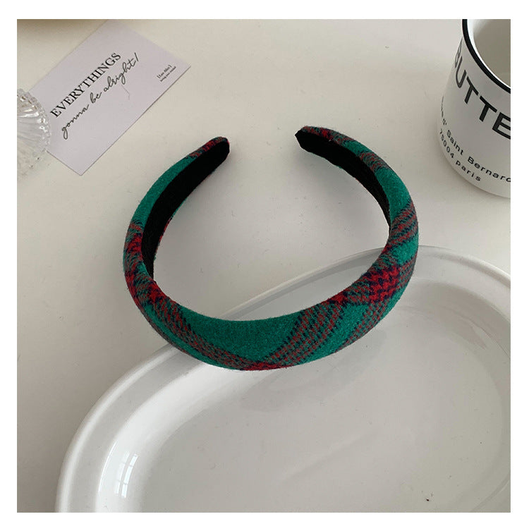 Wholesale Versatile Plaid Red and Green Christmas Cloth Headband