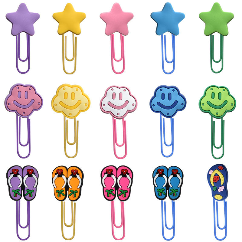 Wholesale Random 50pcs/pack Cloud Star Slippers Paper Clip Bookmark