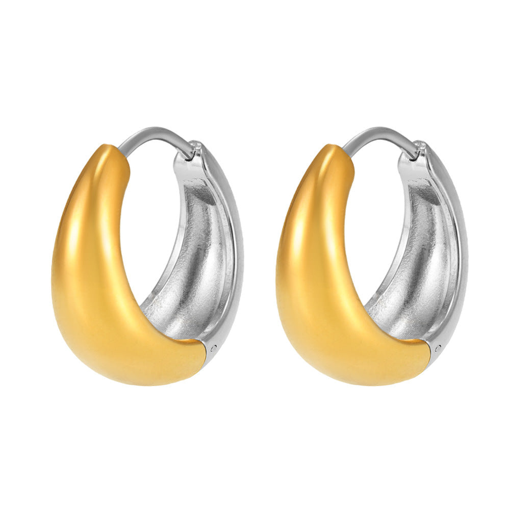 Wholesale Plain stainless steel high polished gold color matching earrings