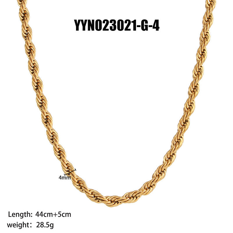 Wholesale 18K Gold Titanium Steel Twisted Ladies Temperament Versatile High-grade Flat Snake Bone Chain Necklaces