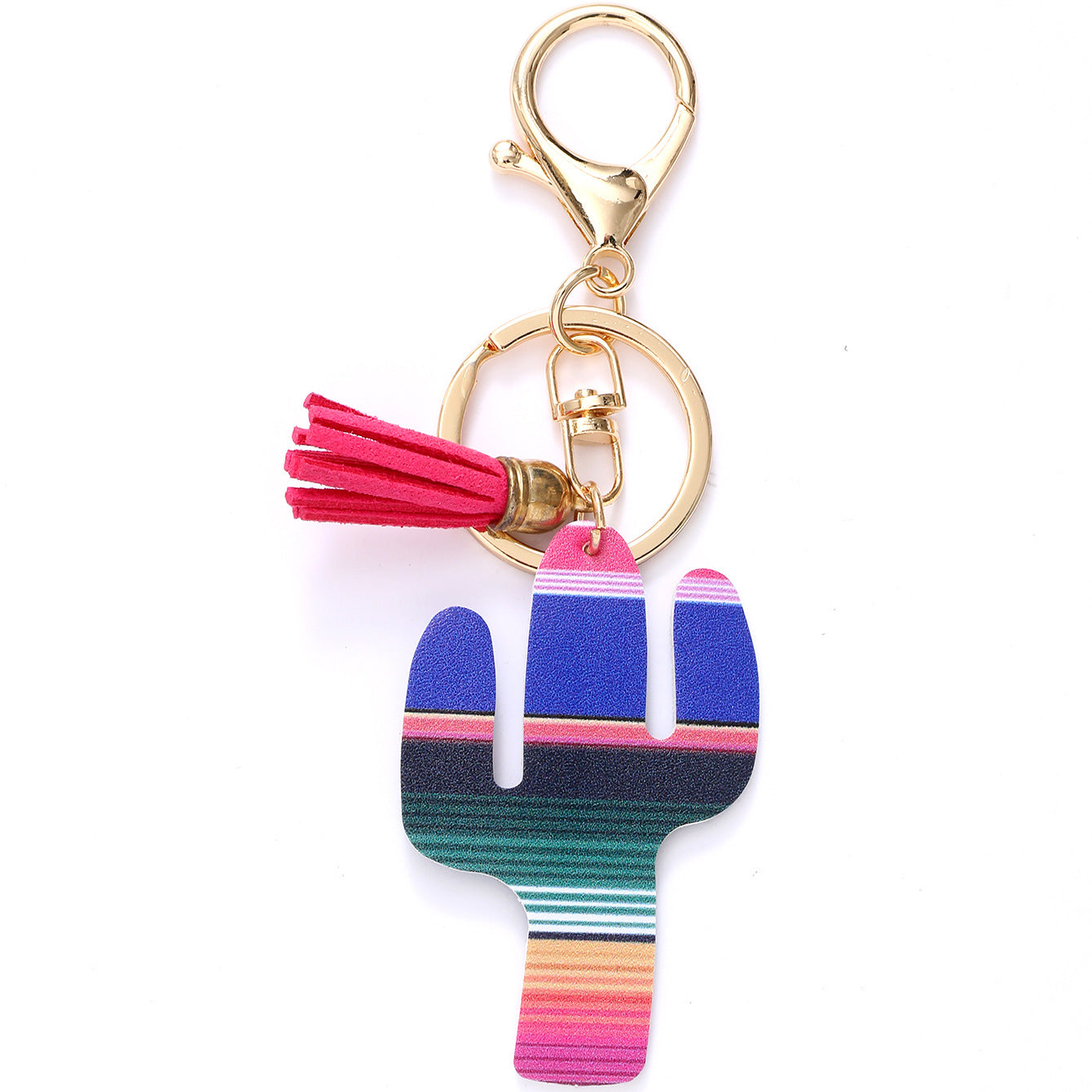Wholesale Tassel Rainbow Cactus Leather Keychain