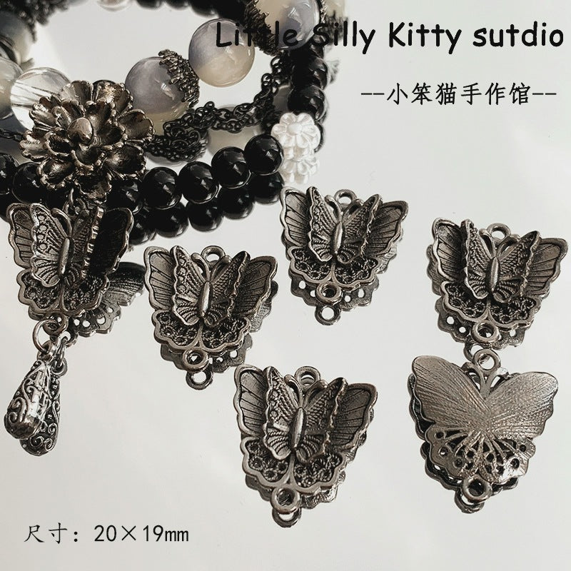 Wholesale Gun Black Peony Butterfly Snake Feather Moon Red Agate Alloy Charms DIY Bracelet Making Fashion Accessory Gift