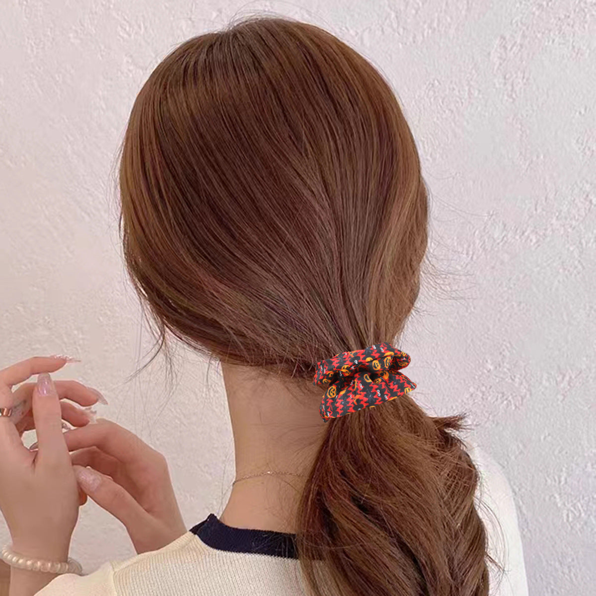 Wholesale New Sweet and Cute Polka Dot Print Bunny Headband Headband Hoop Earrings Three-piece Set