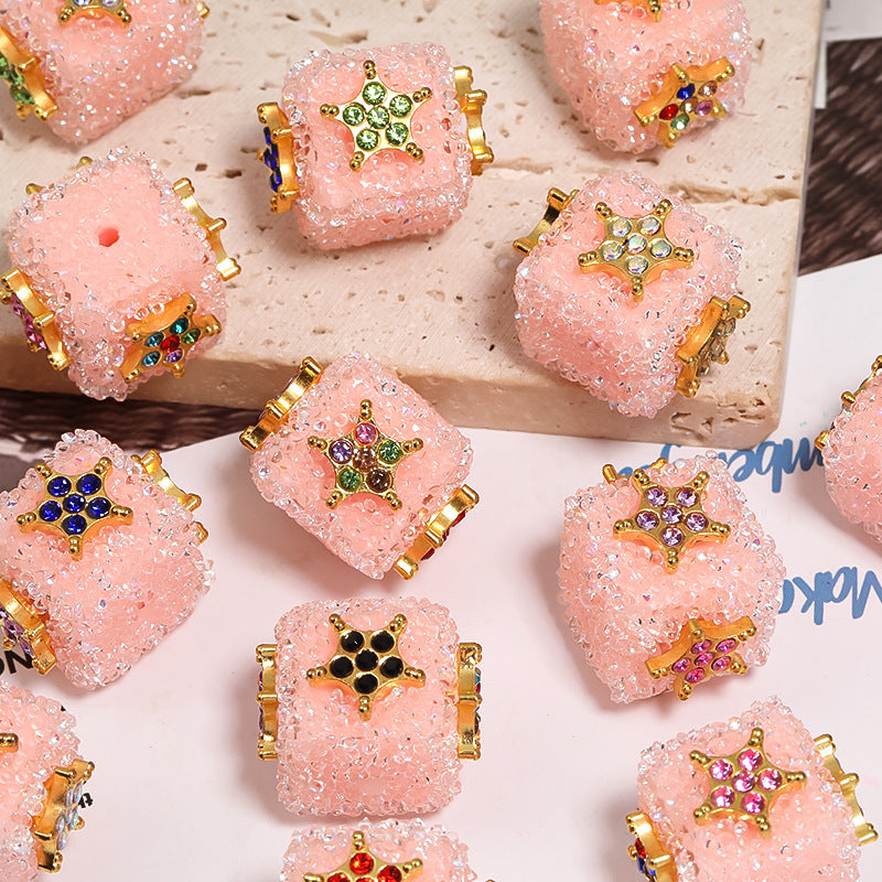 Wholesale 5pcs Diy Heavy-duty Soft Sugar Rhinestone Five-pointed Star Square Beads