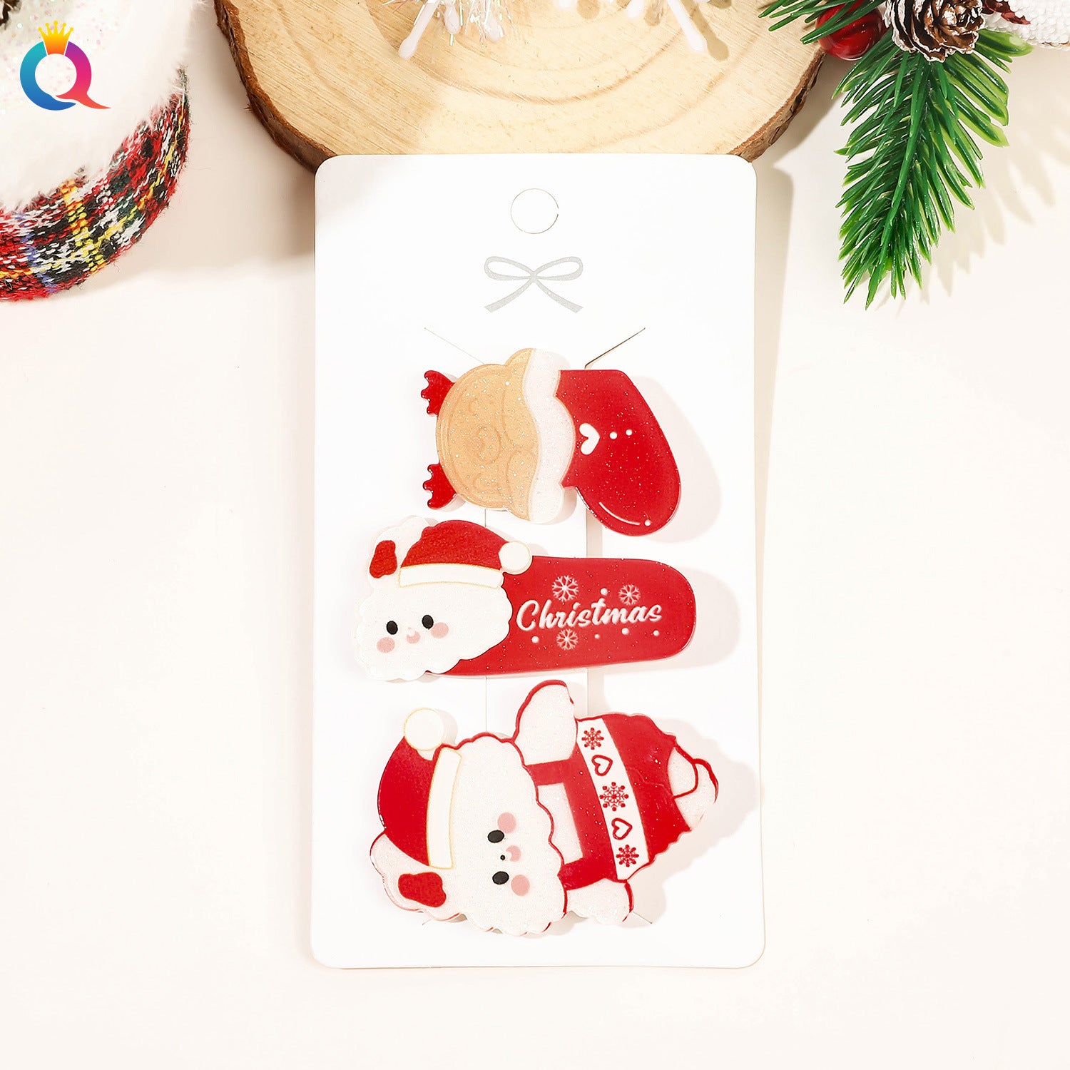 Wholesale 3pcs/pack Christmas Small Hairpin Card Cartoon Cute Bangs Clip Crushed Hair Top Clip