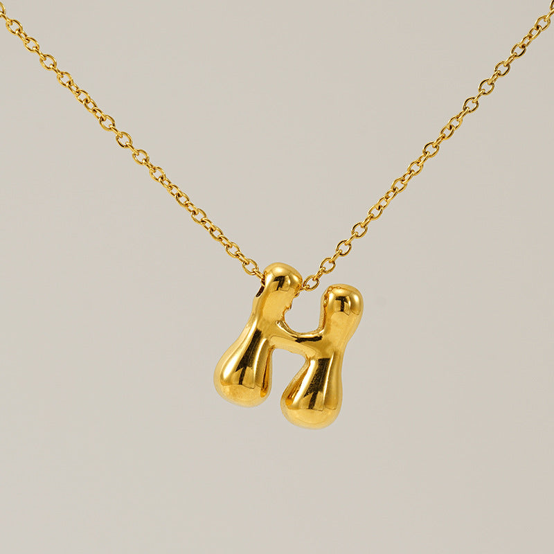 Wholesale Glossy bubble letter necklace for women 26 English letter pendants