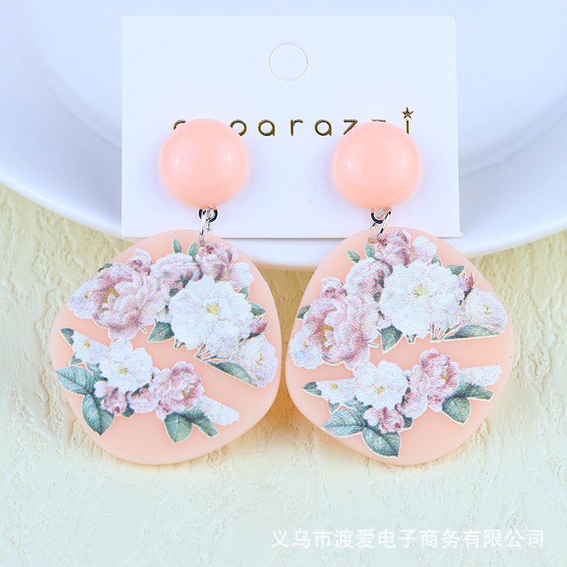 Wholesale Rainbow contrast summer acrylic earrings