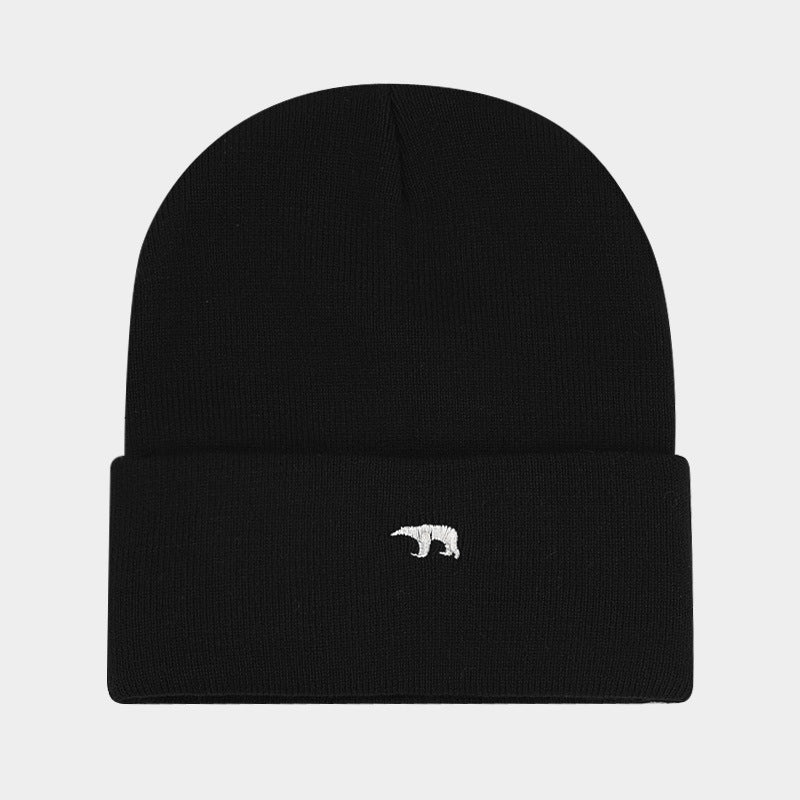 Wholesale Bear Embroidery Thickened Warm Winter Woolen Knitted Hat