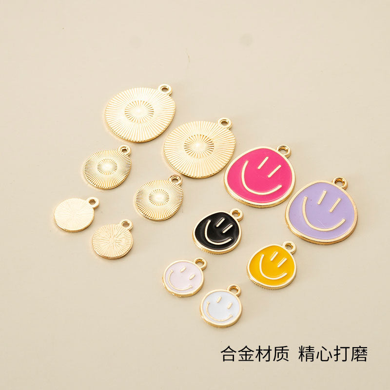 Wholesale Oil Drop Pendant Asymmetrical Funny Smiley Face Pendant Earrings Necklace Personality Pendant DIY Jewelry Accessories