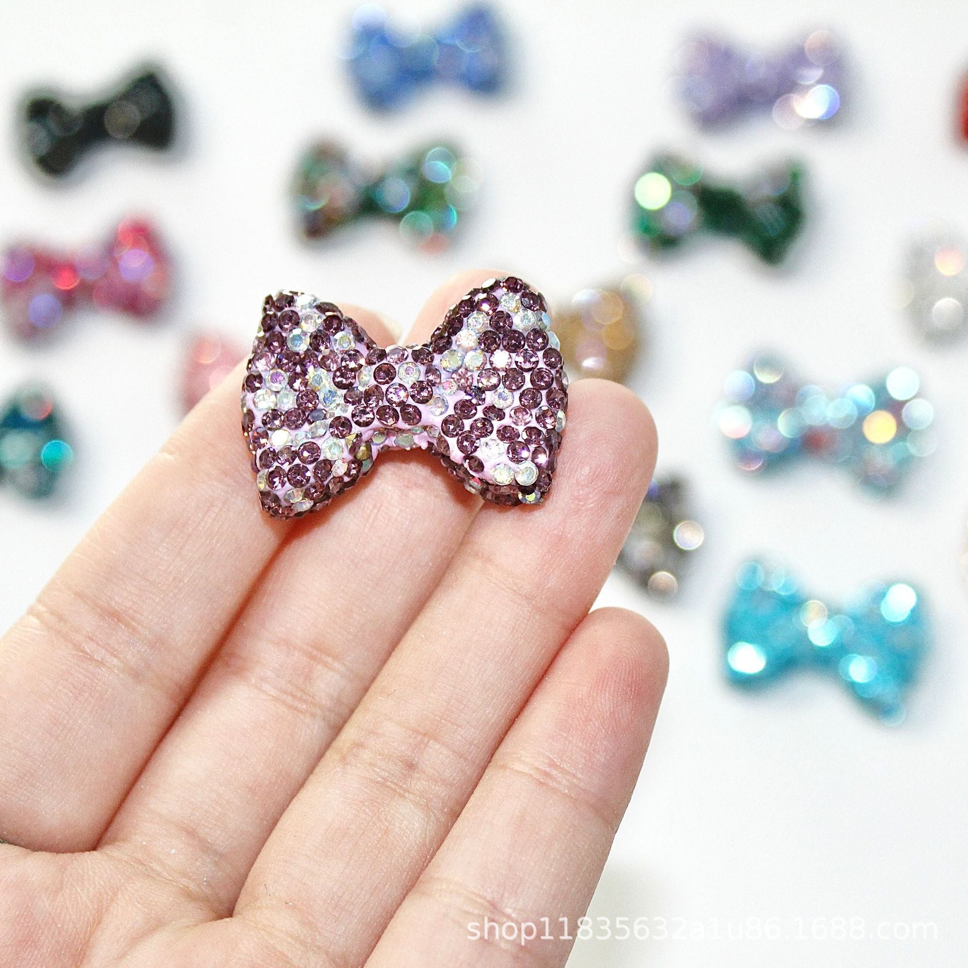 Wholesale 10pcs Two-color sparkling diamond bowknot Crystal Beads