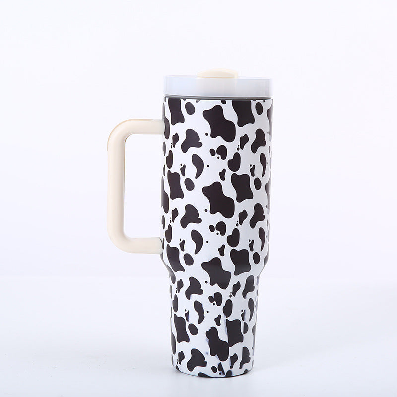 Wholesale Tumbler 40oz Stainless Steel Cow Print Leopard Print Car Portable Straw Thermos Cup Ice Bullies Cup