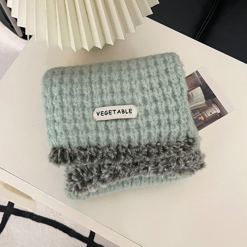 Wholesale Soft Thickened Pink Knitted Wool Scarf