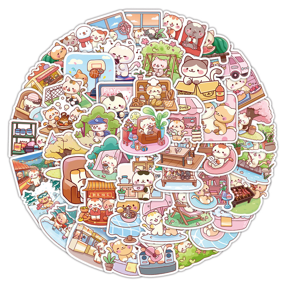 Wholesale 100 Cartoon Cute Kittens and Puppies Waterproof Vinyl Stickers