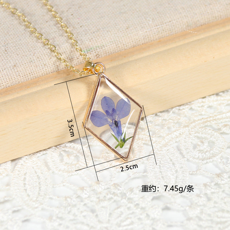 Wholesale 10pcs Geometric Dried Flower Gypsophila Natural Plant Specimen Necklace