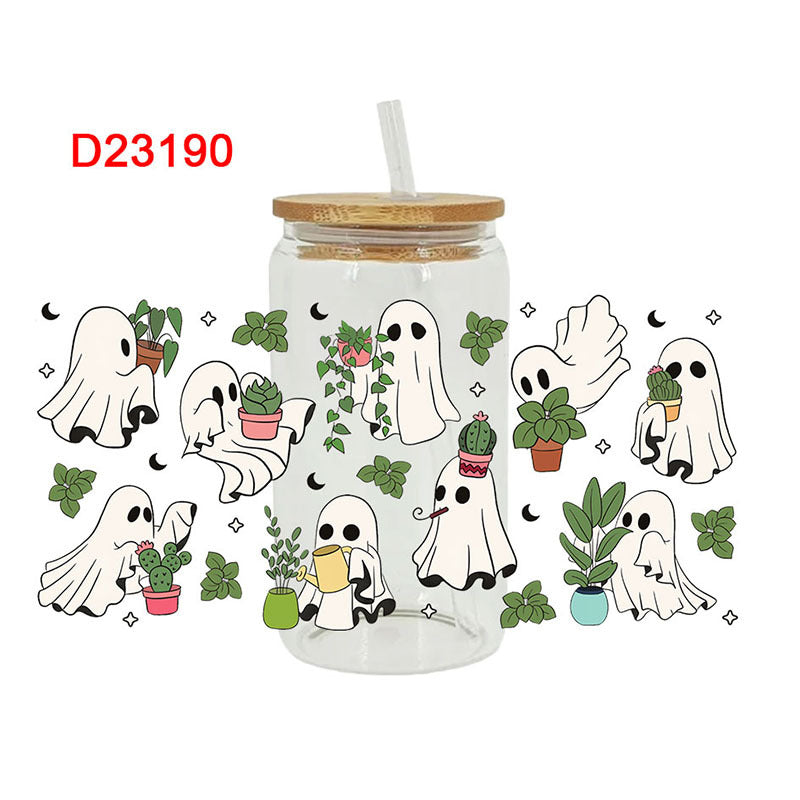 Wholesale Pumpkin Ghost Halloween 16oz Cup UV DTF Wraps