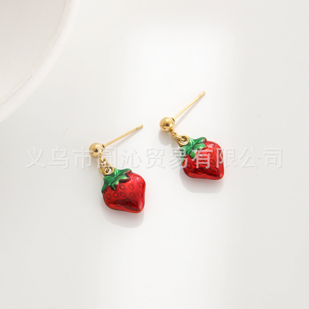 Wholesale Sweet Fruit Series Strawberry Cherry Earrings