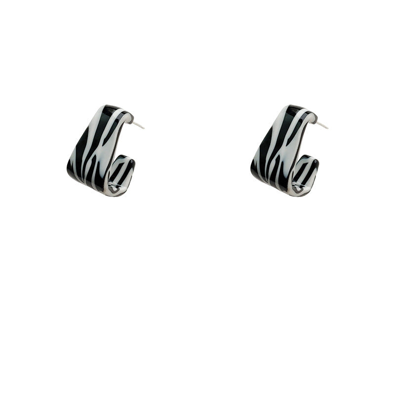 Wholesale Black and White Striped Zebra Pattern Acrylic Earrings