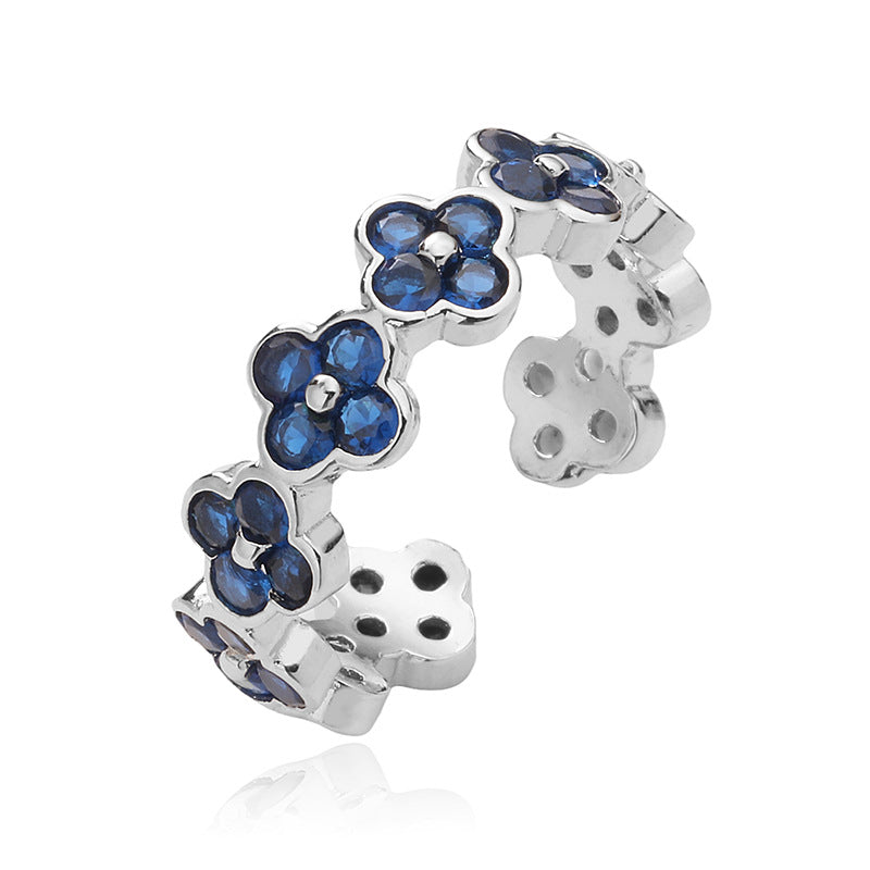 Wholesale Luxury Four-leaf Clover Opening Adjustable Ring