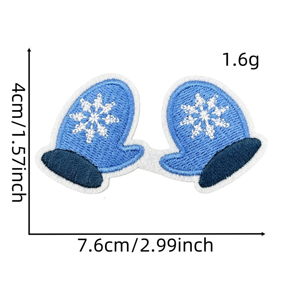 Wholesale Chic Blue Doodle Christmas Embroidery Patches Clothing Applique Stickers DIY Fashion Accessory Gift