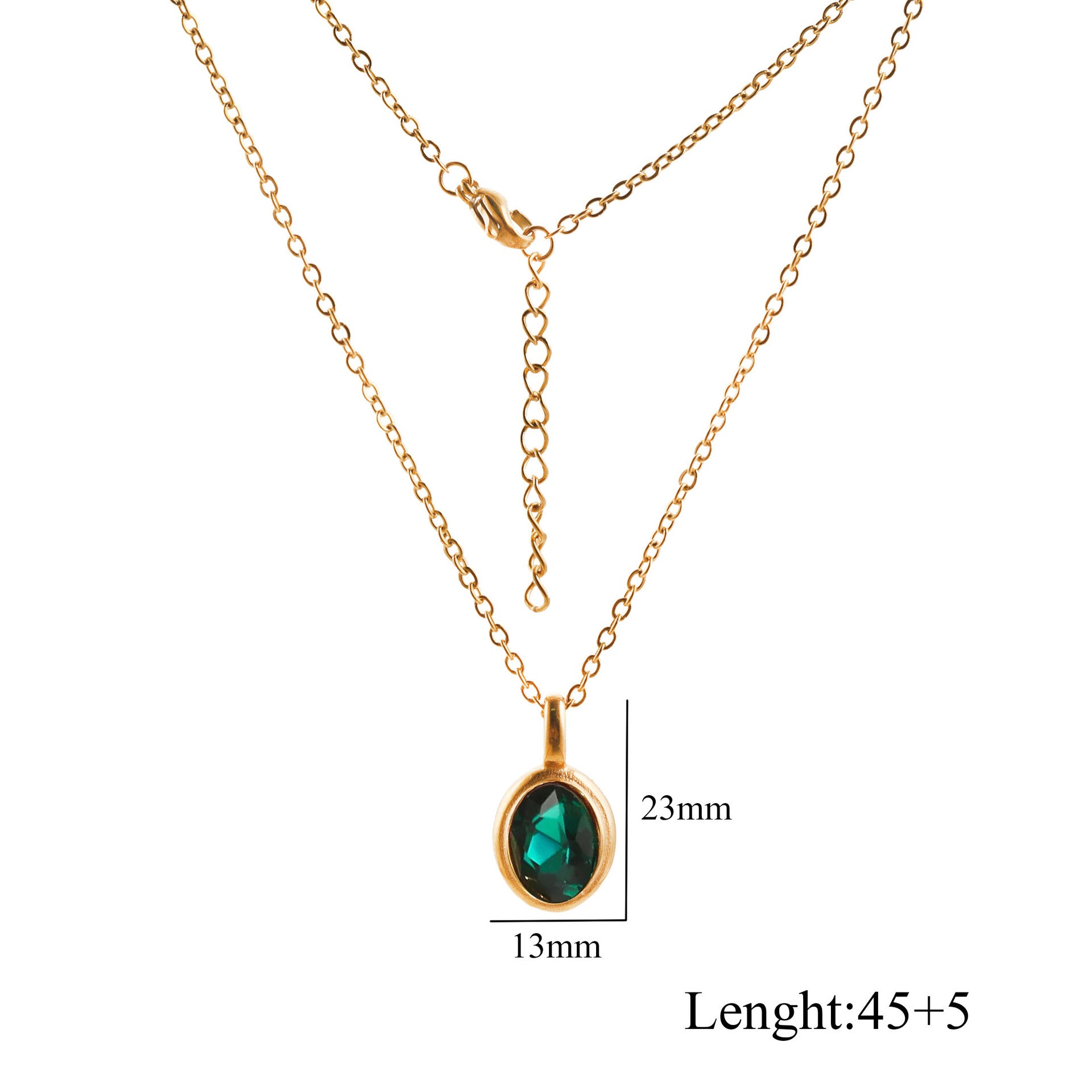 Wholesale Retro oval gemstone Titanium Steel Necklace