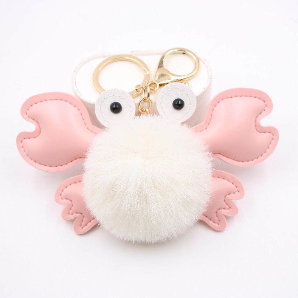 Wholesale Stylish White Leather Crab Pendant Keychain Bag Charm Decorative Gift Accessory