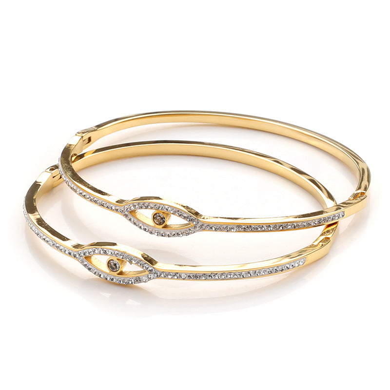 Wholesale Devil Eye Titanium Steel Diamond Bracelet