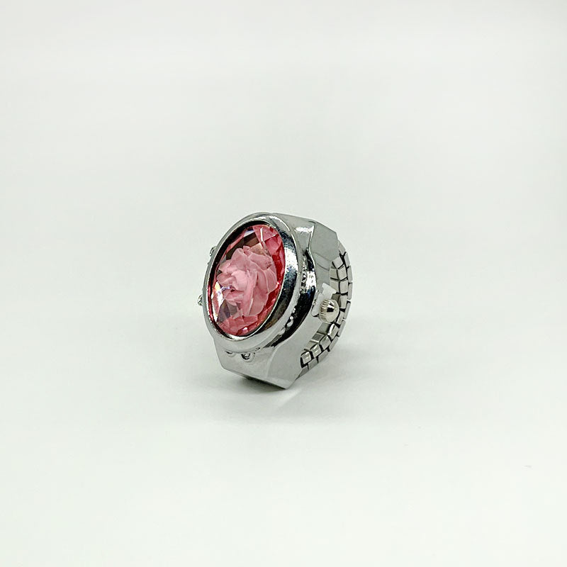 Wholesale Stainless Steel Gem Flower Ring Watch