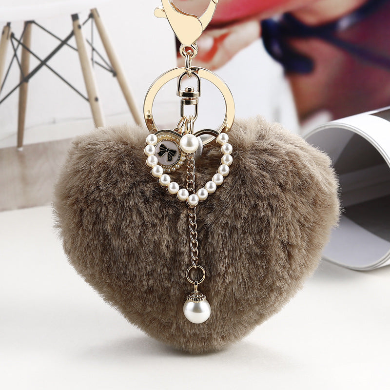 Wholesale Love Ball Pearl Pendant Plush Keychains