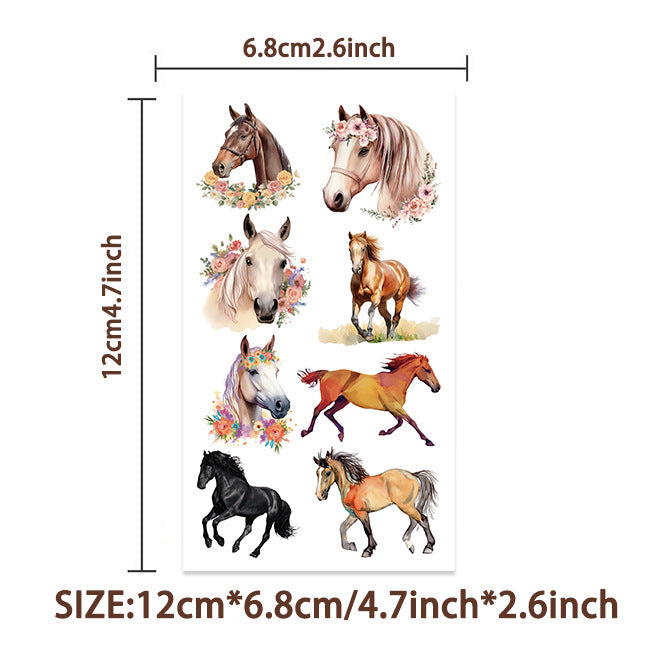 Wholesale 10pcs Children' s Cartoon Fun Horse Temporary Tattoo Stickers