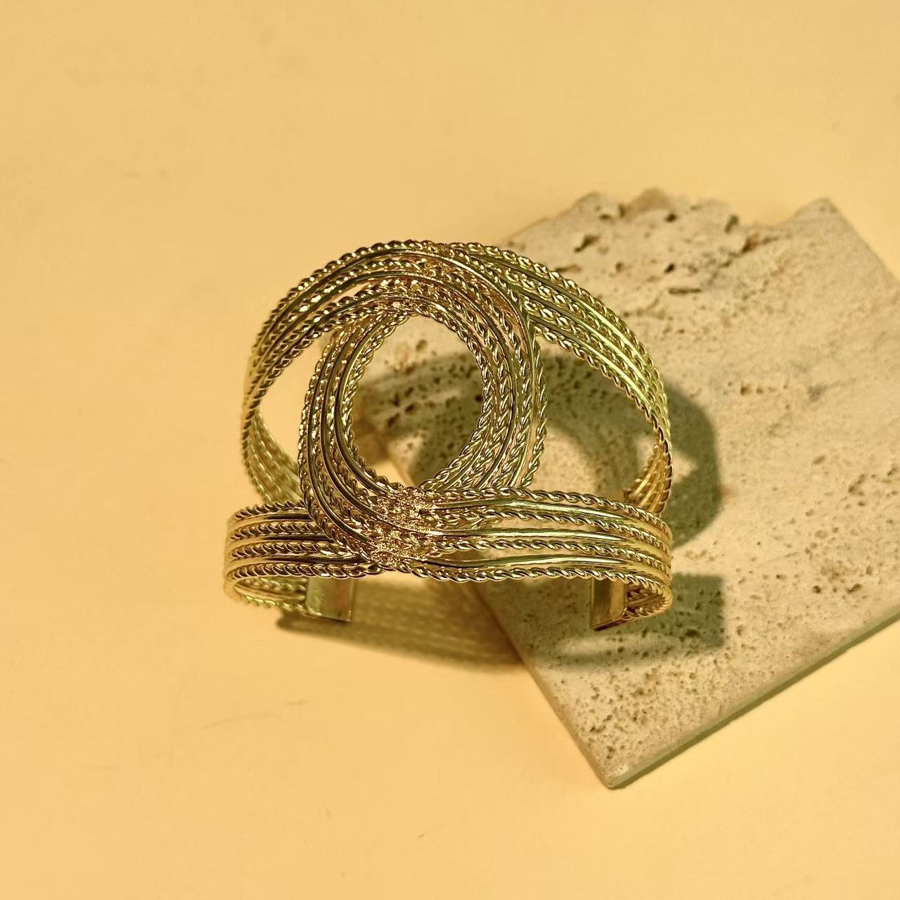 Wholesale Wide opening exaggerated cross woven pattern bracelet